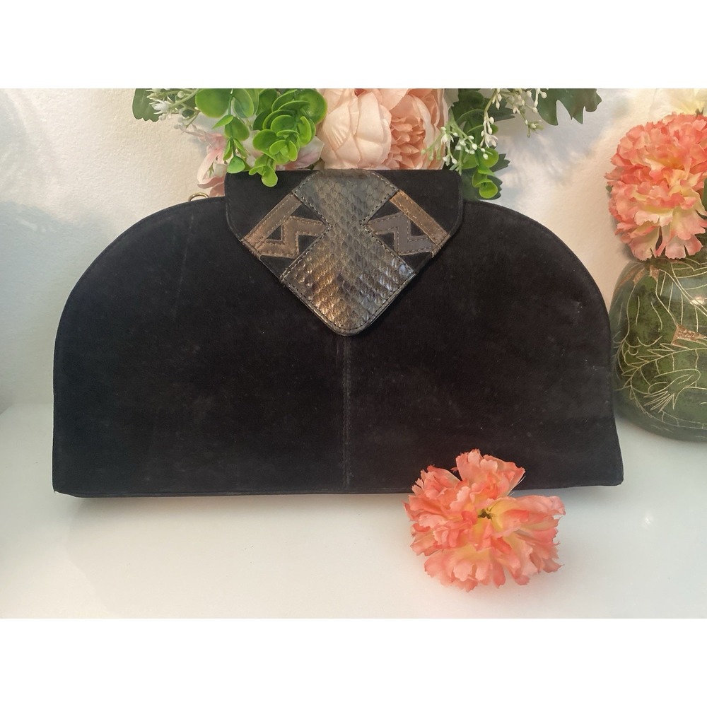 Jasmin Genuine Suede Leather Snakeskin Vintage‎ Crossbody Clutch Bag Hong Kong